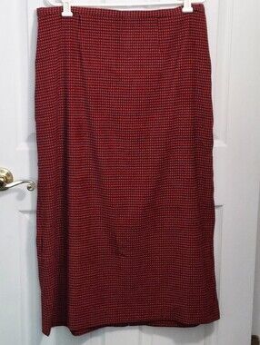C J Banks Red & Black Check Midi Skirt